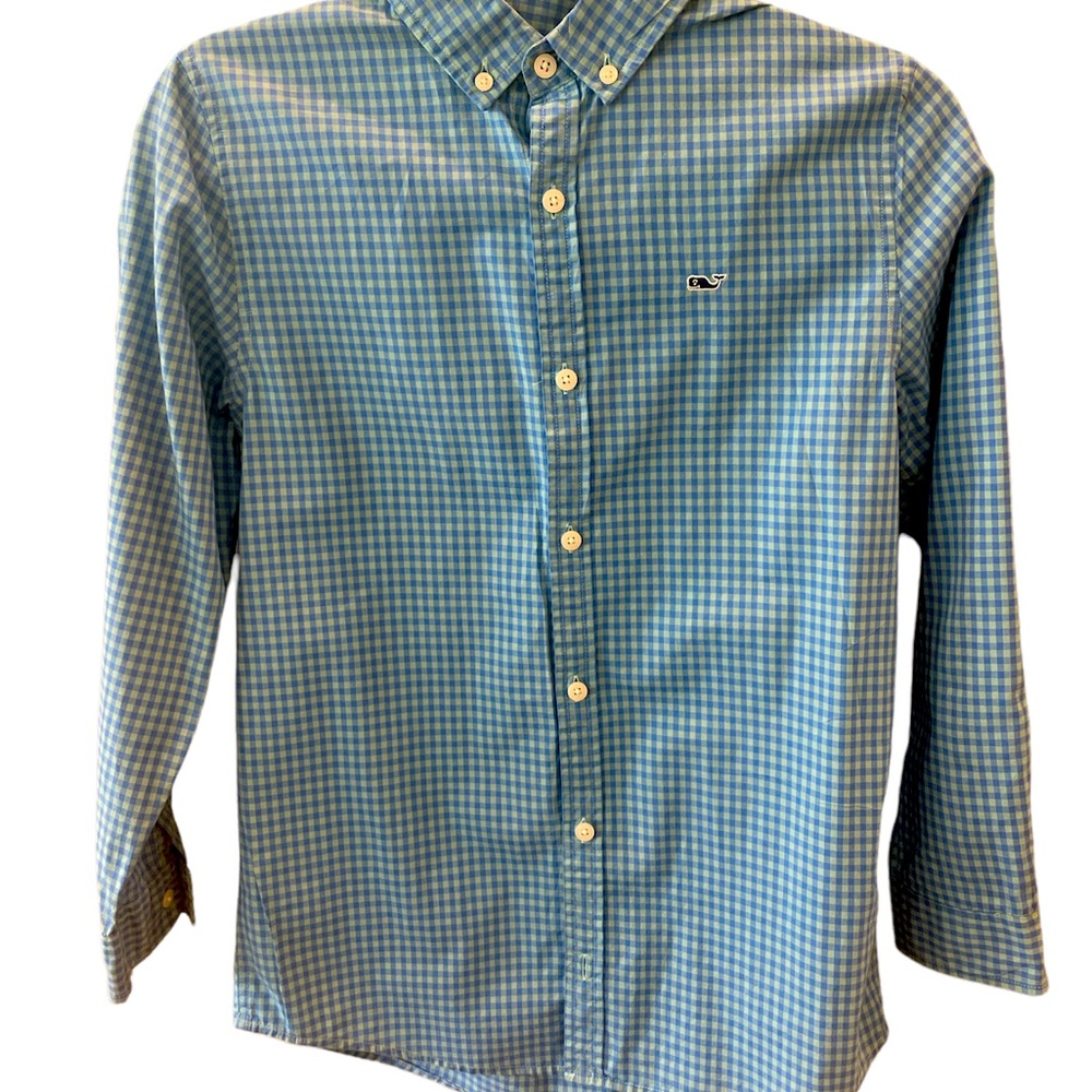EUC Boys Vineyard Vines Stretch Cotton Gingham Button-down Shirt Size M (12-14)
